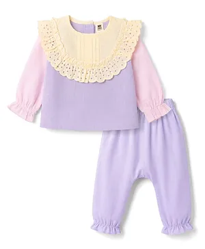 ToffyHouse Cotton Knit Full Sleeves
                              Top & Pant Set With Lace Detailing -
                              Multicolor