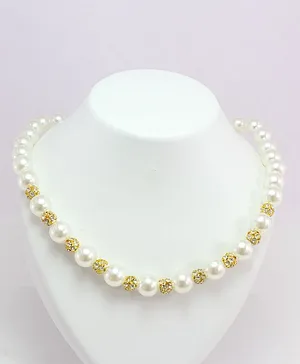 Milyra Pearls & Diamond Necklace - Off White & Golden