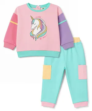 ToffyHouse Knitted Full Sleeves Cut N
                              Sew & Unicorn Theme Printed Top &
                              Pant Set - Multicolor