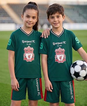 Pine Active Knit Half Raglan Sleeves Football Tee & Shorts Set - Green