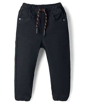 Babyhug Denim Full Length Jogger Style Washed Jeans With Stretch - Black