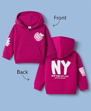 Babyhug 100% Cotton Knit Sweatshirt With Full Sleeves and New York City Life Graphic - Dark Pink