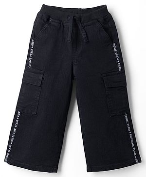 Babyhug Full Length Washed Denim Jeans With Stretch - Black