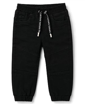 Babyhug Denim Full Length Washed Jeans With Stretch - Black