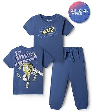 Bonfino Disney Single Jersey Knit Half Sleeves Front & Back Toy Story Print & Pyjama Night Suit - Navy Blue