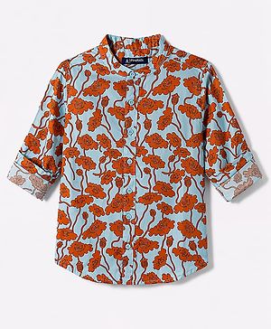 Pine Kids 100% Cotton Woven Full Sleeves Floral Printed Shirt - Multicolor