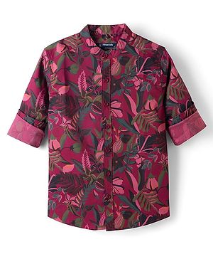 Pine Kids 100% Cotton Woven Full Sleeves Floral Printed Shirt - Multicolor