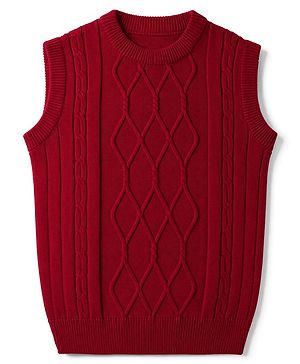 Pine Kids Cable Knit Sleeveless  Pullover - Red