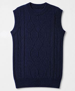 Pine Kids Knit Half Sleeves Sweater - Navy Blue