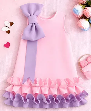 NAVKIYA G Neoprene Woven Sleeveless
                              Bow Applique Frill Detailed Dress - Multi
                              Colour