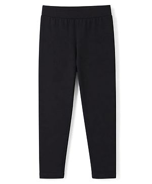 Pine Kids Cotton Lycra Knit Full Length Solid Colour Leggings -  Black