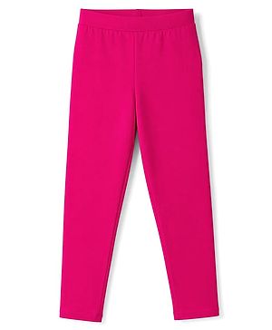 Pine Kids Cotton Lycra Knit Full Length Solid Colour Leggings -  Dark Pink
