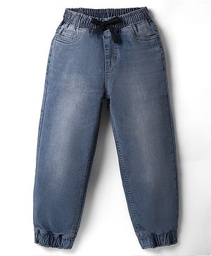 Pine Kids Cotton Blend Denim Full Length Washed Jeans - Blue