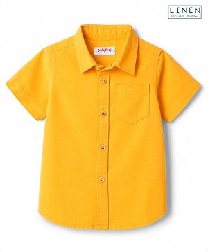 Babyhug Linen Woven Half Sleeves Solid Colour Shirt -  Orange