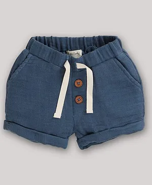 Cot & Candy Muslin Woven Solid
                              Shorts - Navy Blue