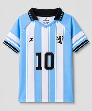 Pine Active Knit Raglan Half Sleeves Striped T-Shirt - Blue