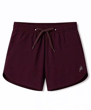 Pine Active Woven Above Knee Length Solid Color Performance Shorts - Wine