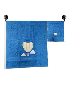 Little Jamun Premium Bath & Hand Cotton Towel Parachute Print - Blue