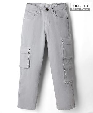Pine Kids Denim Woven Full Length Jeans with Cargo Pockets - Beige