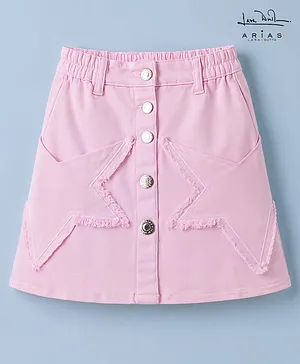 Arias Woven Overdyed Denim Skirt With
                              Star Shaped Pockets - Pink