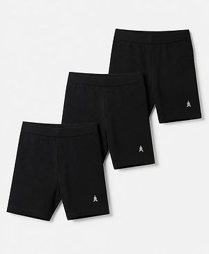Pine Kids Cotton Lycra Knit Above Knee Length Cycling Shorts Pack of 3 - Black