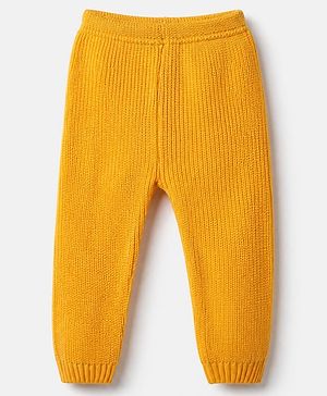 Babyhug Knit Full Length Solid Woollen Lounge Pant in Yellow