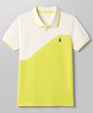 Pine Kids Cotton Knit Polo T-Shirt with Half Sleeves in Yellow