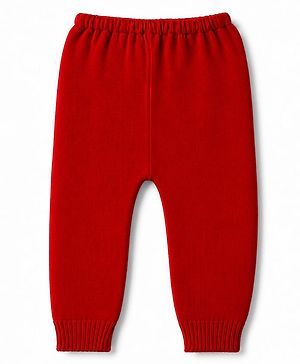 Babyhug Sweater Knit Full Length Solid Colour Lounge Pant - Red