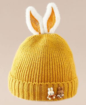 Babyhug Woollen Cap with beanie in Yellow - Diameter 16.5 cm