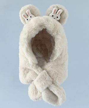Babyhug Woollen Cap with Bunny Ear & Knot Beige - Diameter 37.5 cm