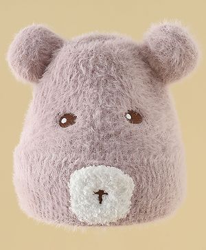 Babyhug Woolen Cap with Ear & Animal Applique Pink - Diameter 17.5 cm