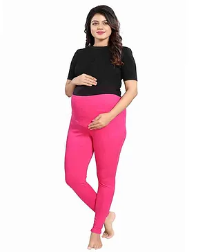 Mamma's Maternity Solid Full Length Maternity Legging - Pink