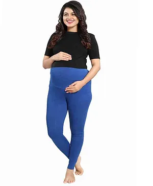 Mamma's Maternity Solid Full Length Maternity Legging - Blue