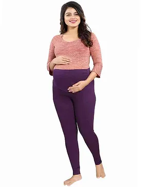 Mamma's Maternity Solid Full Length Maternity Legging - Purple