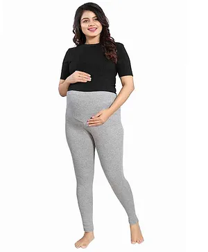Mamma's Maternity Solid Full Length Maternity Legging - Grey