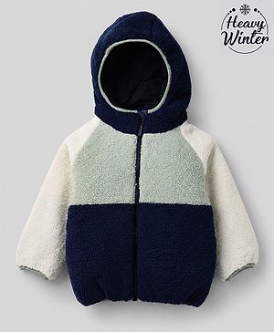 Babyhug Fur Hoodies With Hood TEAL/WHITE 3-6m