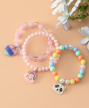 Babyhug Pastel Beaded Charm Bracelet Set - Pink & Blue