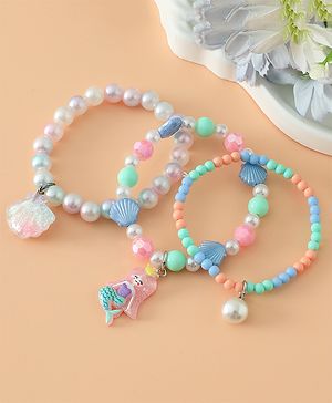 Babyhug Pastel Beaded Charm Bracelet Set - Pink & Blue