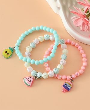 Babyhug Pastel Beaded Charm Bracelet Set - Pink & Green