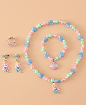 Babyhug Kids Pastel Beaded Jewellery Set with Cute Charms - Pink & Red