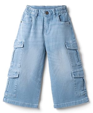 Babyhug Denim Woven Full Length Washed Jeans - Blue
