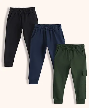 Orange Sugar 100% Cotton Knit Pack Of
                              3 Solid Cargo Style Joggers - Multi
                              Colour