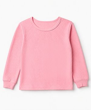 Pine Kids Cotton Mix Knit Full Sleeves Solid Thermal Inner Wear - Pink