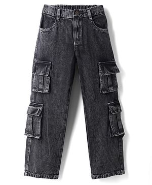 Pine Kids Denim Woven Full Length Jeans Jeans With Cargo Pockets - Black