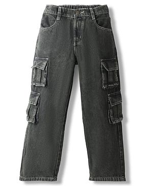 Pine Kids Denim Woven Full Length Jeans Jeans With Cargo Pockets - Green Tint