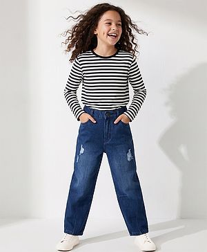 Pine Kids Cotton Blend Denim Woven Full Length Solid Jeans - Blue