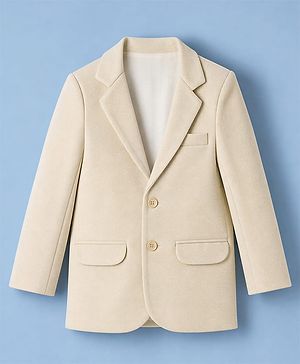 Pine Kids Knit Full Sleeves Solid Colour Blazer - Beige