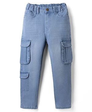 Pine Kids Denim Woven Full Length Jeans With Pockets in Light/Sky Blue