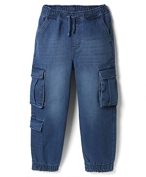 Pine Kids Cotton Elastane Woven Denim Full Length Jeans - Navy Blue