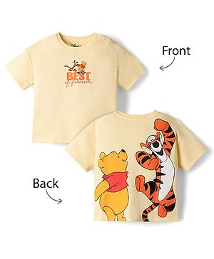 Bonfino Disney Interlock Knit Half Sleeves T-Shirt with Winnie The Pooh Print - Yellow